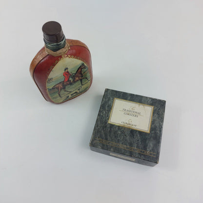 Vintage Equestrian Flask & Cloverleaf Traditional Coasters Set