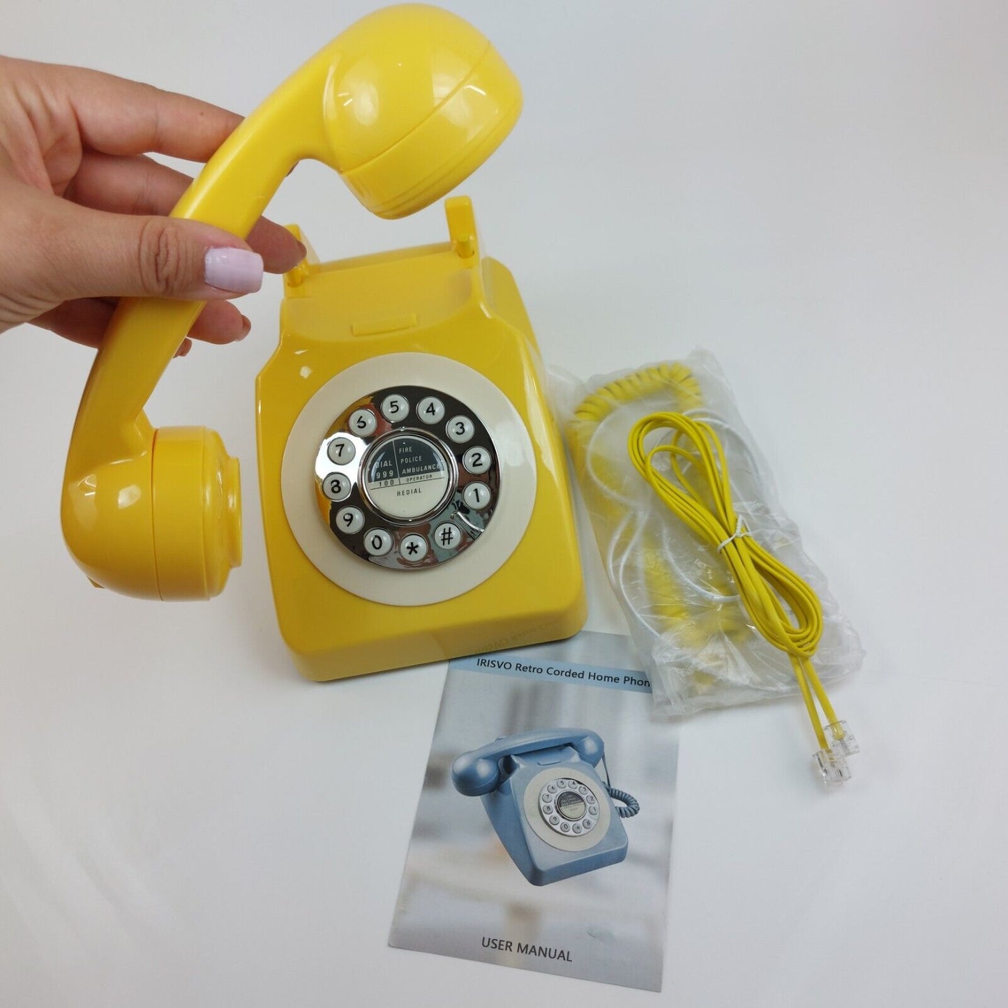 IRISVO RETRO CORDED Home phone, Handset Telephone - Yellow, Brand New, 70s Phone