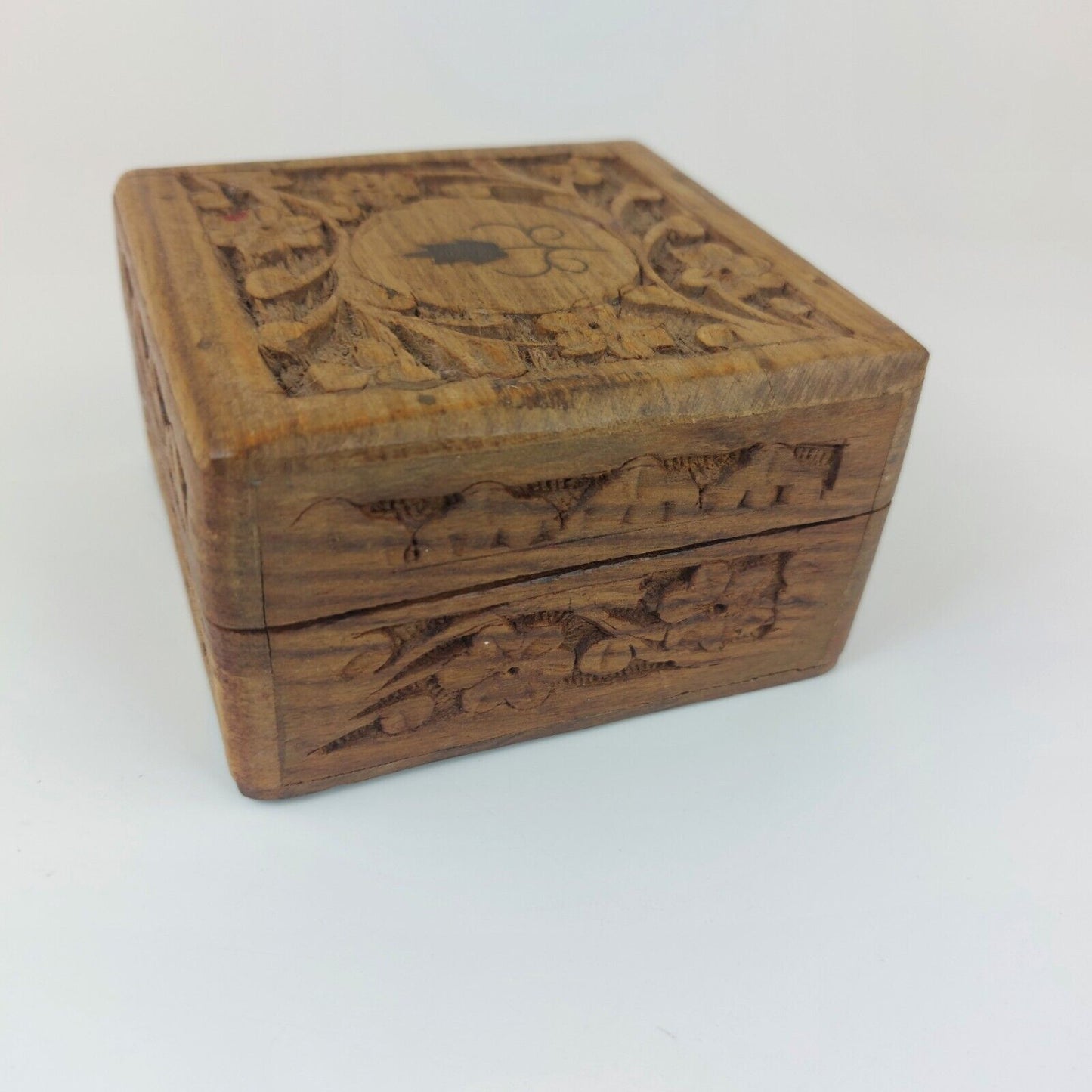 Vintage Hand-Carved Wooden Jewelry Boxes - Set of 3, Intricate Designs