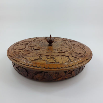 Handcrafted Carved Wooden Box with Lid Breakfast & Decorative Multipurpose