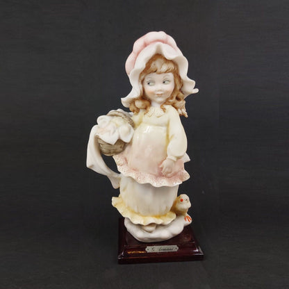 1984 Giuseppe Armani Pink Hat Girl with Basket Figurine - Florence Collectible