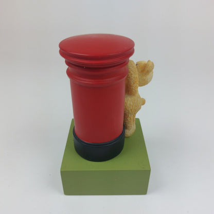 Charming Teddy Bear with Royal Post Box Figurine - A Little Message Just for You