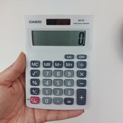 Casio MX-8V Calculator Two Way Power Solar/Battery Handheld Used