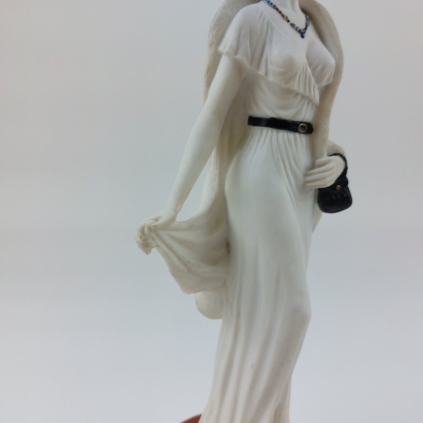 Art Deco Elegant Lady Figurine "Sheila" with Coat, Hat, and Bag - 11.75" - white