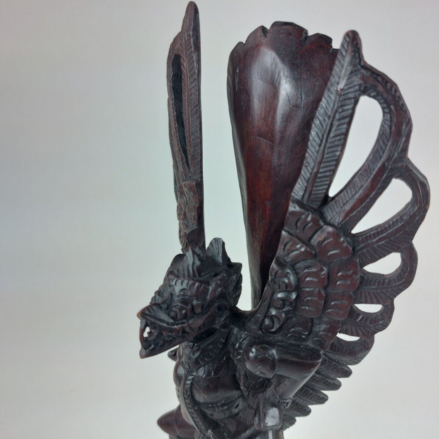 Vintage Garuda Statue Hand Carved Wood 10-Inch Mythical Creature Figurine