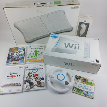 Boxed Nintendo Wii Console With Wii fit Board & Games & Accesories Mario Bundle