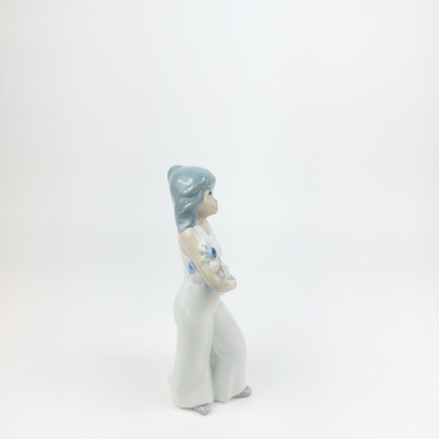 Casades Ceramic Figurine - "Girl with Flowers & Puppy" Made in Spain