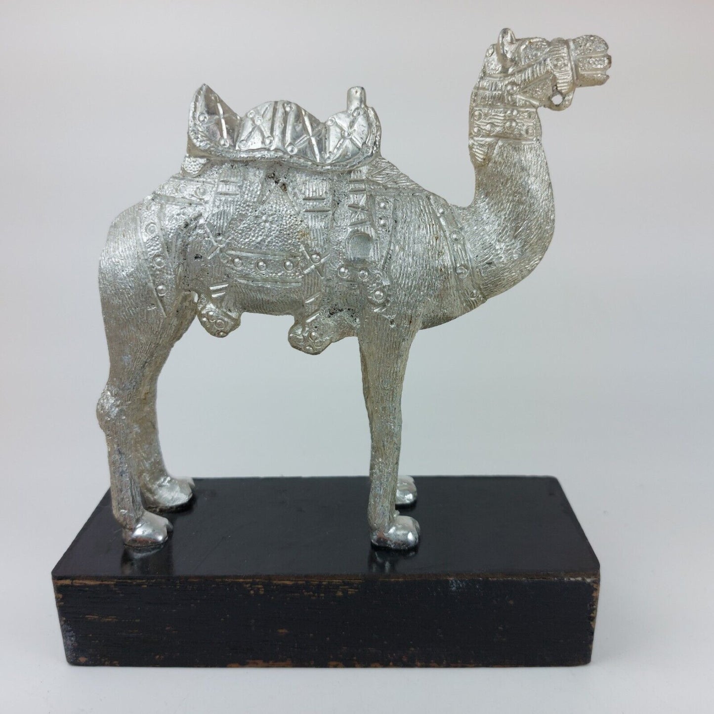 Silver-Plated Metal Camel Statue, Ornate 5.5 Inch Collectible