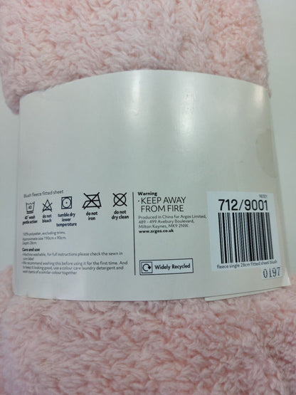 George Home Teddy Fleece Thermal Single Fitted Sheet & Pillowcase Set - Pink