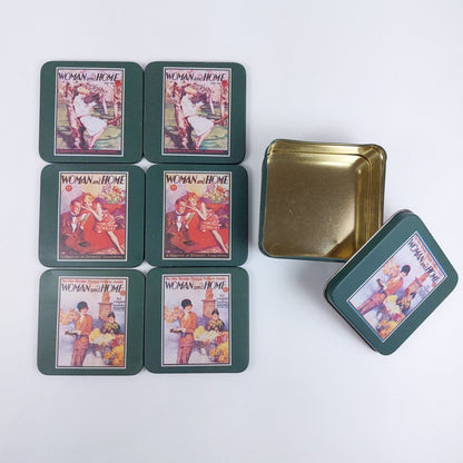 Woman and Home Magazine Reproduction Coasters Set, 6 Pieces with Vintage Designs