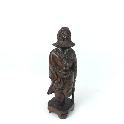 Antique Chinese Nanmu Wood Carved Figurine, Qing Dynasty, Good Condition