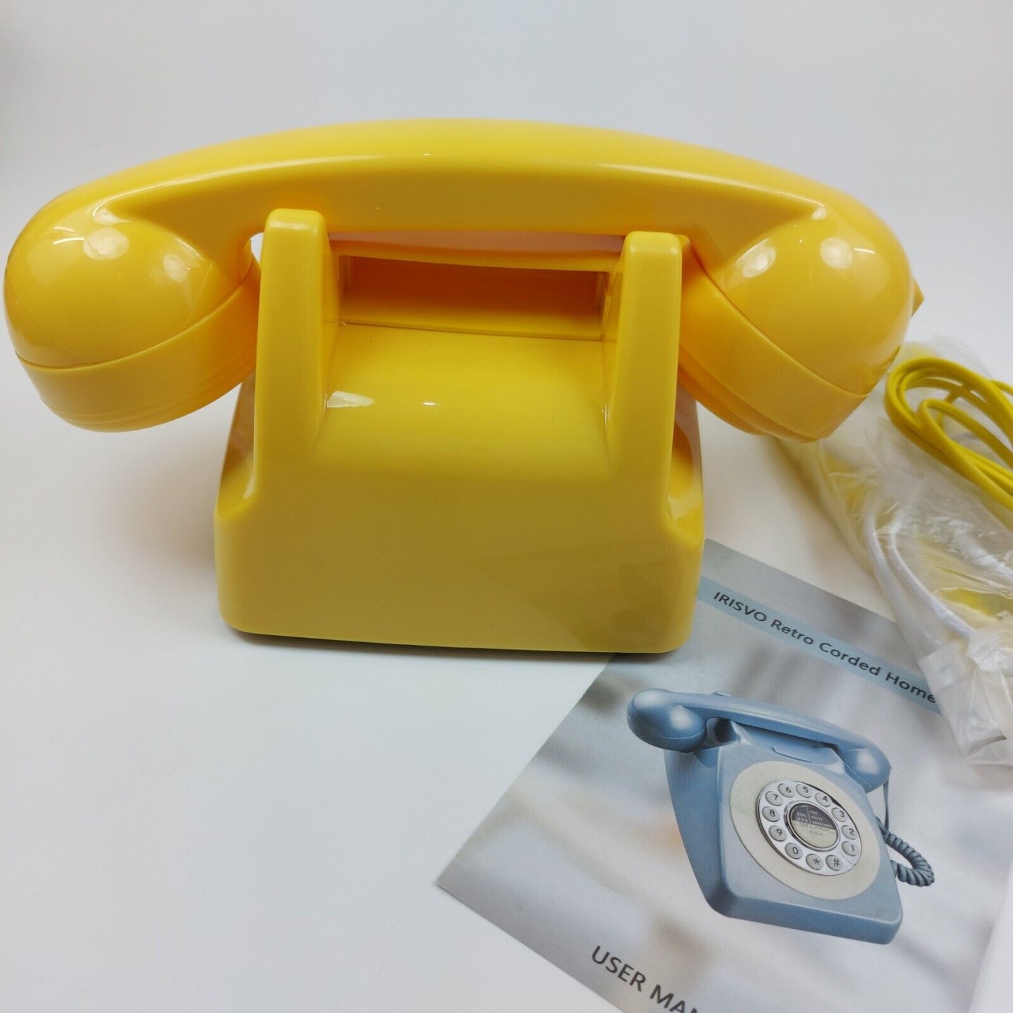 IRISVO RETRO CORDED Home phone, Handset Telephone - Yellow, Brand New, 70s Phone