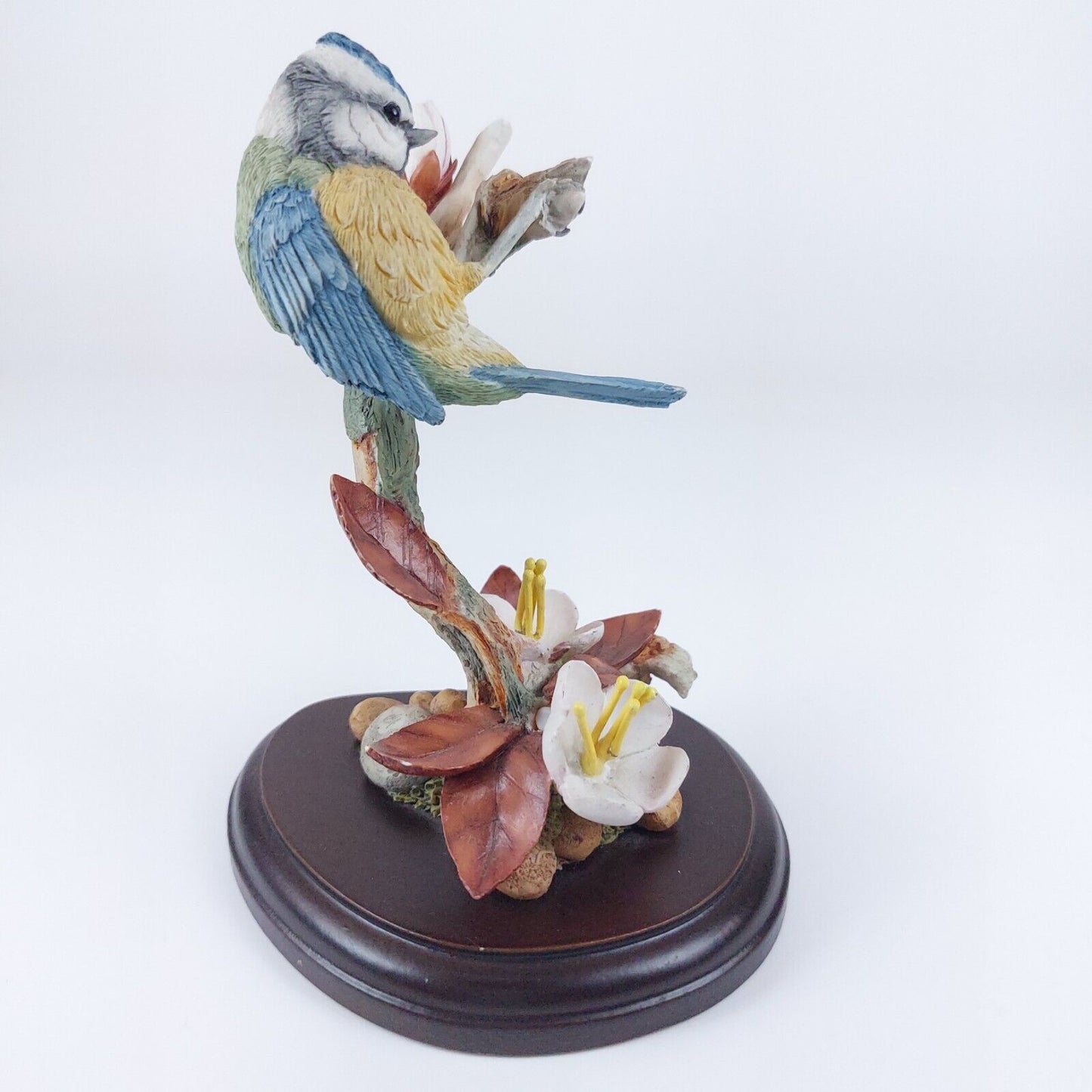 Country Artists "Bluetit with Cherry Blossom" Handcrafted Resin Figurine, Signed