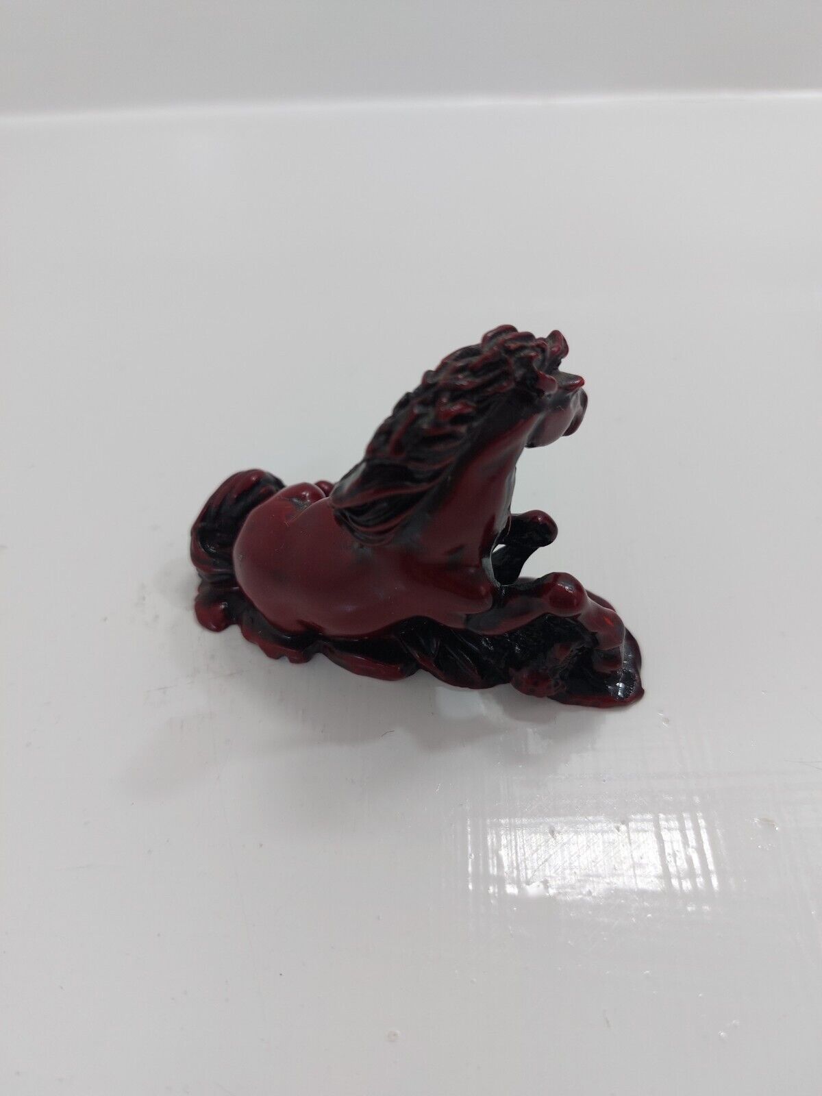 Chinese Wild Horse Sculpture - 3" Red Resin Figure - Asian Art - Vintage