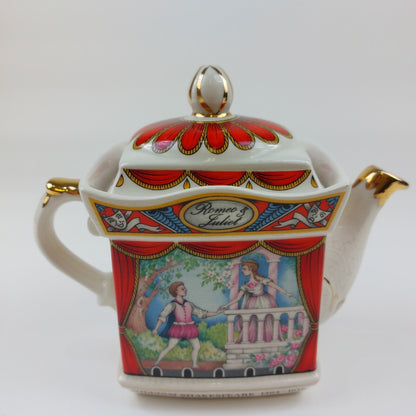 SADLER English Teapot Romeo and Juliet Gold Trim Staffordshire Collectible