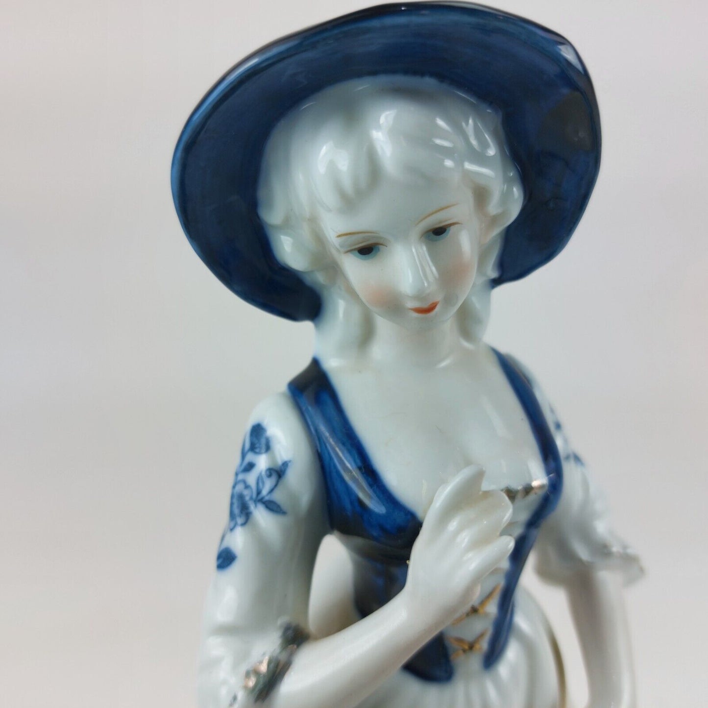 Leonardo Collection Porcelain Lady Figurine with Dog, Blue and White Dress