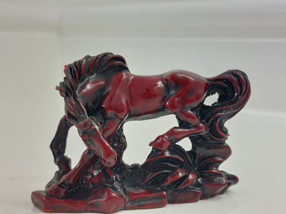 Vintage Chinese Wild Red Horse FENG SHUI Figurine 3" - Heavy 84 gr