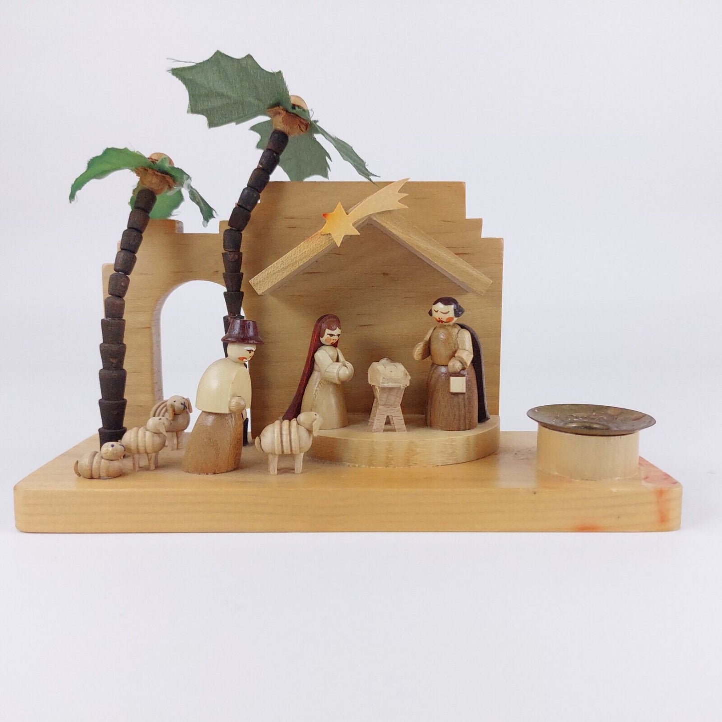 Glässer Richard Erzgebirge Wood Nativity Set Oriental- German made-Candle holder