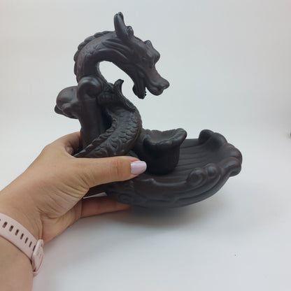 Dragon Backflow Incense Burner Ceramic with 18 Free Cones - Handcrafted Home Déc