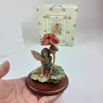 1999 Geranium Flower Fairy Figurine by Cicely Mary Barker - Retired Vintage Garden Fairy Ornament