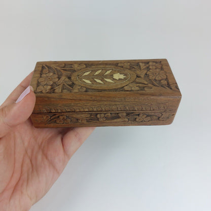 Vintage Hand-Carved Wooden Jewelry Boxes - Set of 3, Intricate Designs