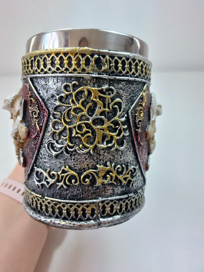 RARE Skull and Serpent Stainless Steel Fantasy Mug with Dragon Handle - Gothic