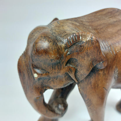 Hand Carved Wooden Elephant Figurine Good Condition Decorative Collectible