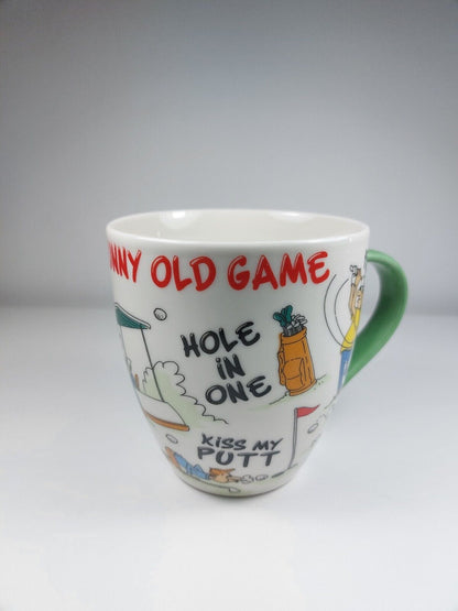 Laughing Mug Golf-Themed Ceramic Mug with Green Handle - Humorous Quotes