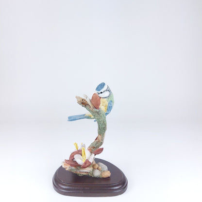 Country Artists "Bluetit with Cherry Blossom" Handcrafted Resin Figurine, Signed