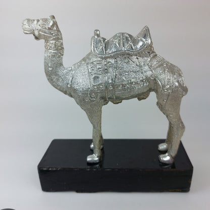 Silver-Plated Metal Camel Statue, Ornate 5.5 Inch Collectible