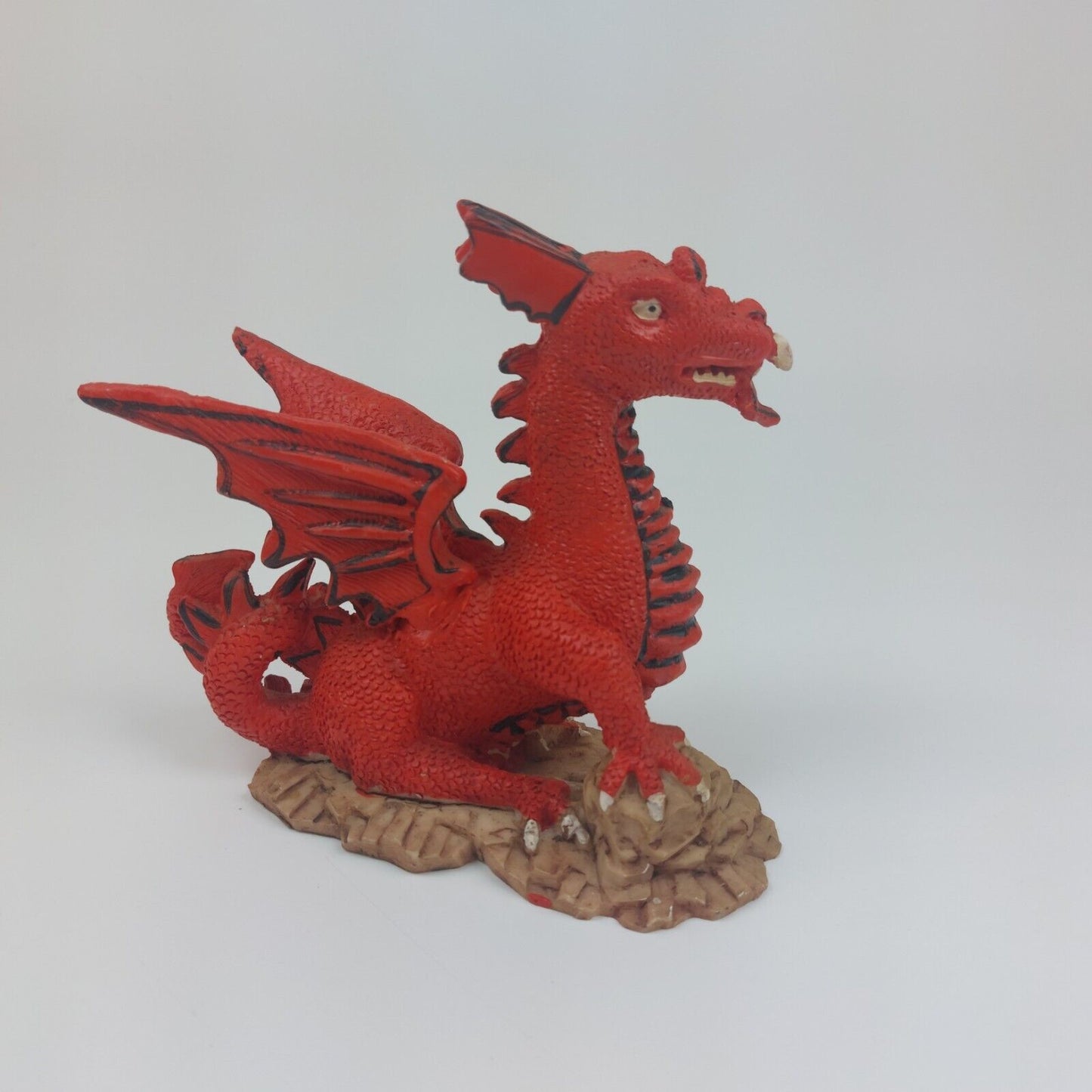 Rare Red Dragon Figurine on Rocky Base - Detailed Fantasy Display Statue