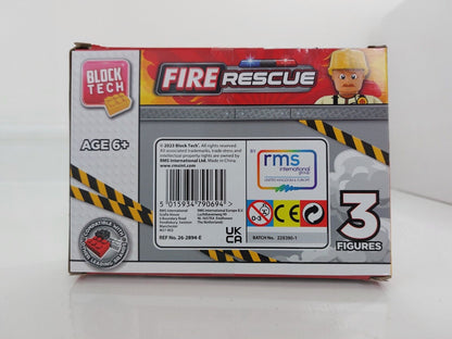 Block Tech Fire Rescue 3 Figures Set - Compatible with Major Brands - New & Boxe