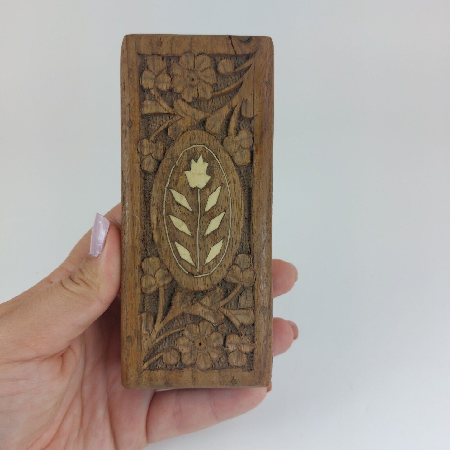 Vintage Hand-Carved Wooden Jewelry Boxes - Set of 3, Intricate Designs