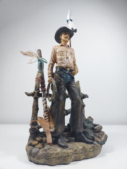 Rare Cowboy Western Figurine - Detailed Resin Sculpture, Excellent Condition