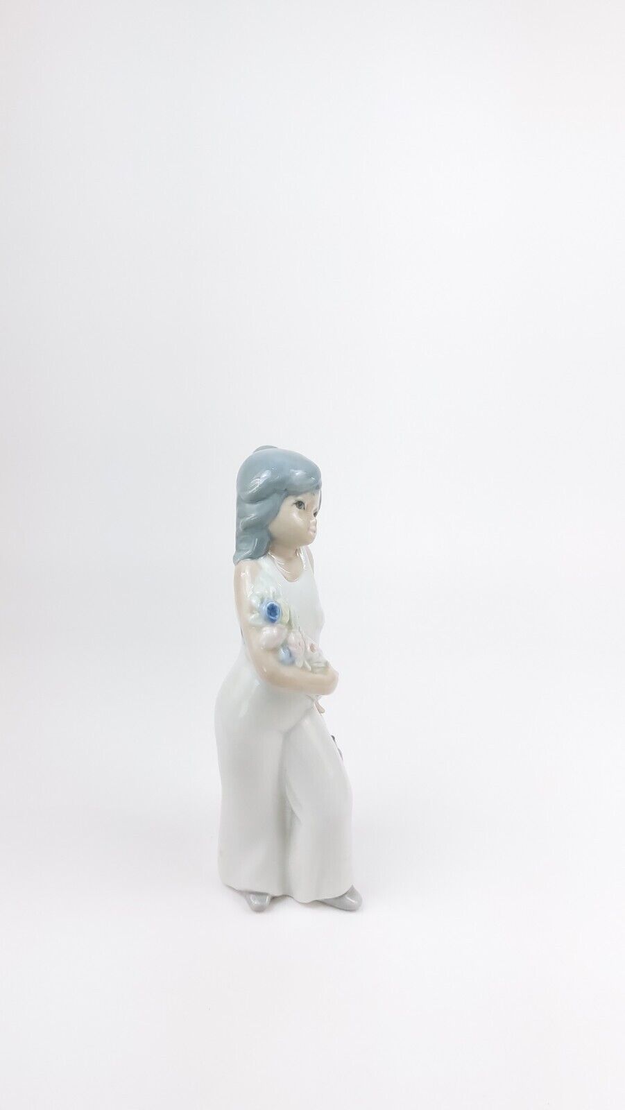 Casades Ceramic Figurine - "Girl with Flowers & Puppy" Made in Spain