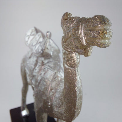 Silver-Plated Metal Camel Statue, Ornate 5.5 Inch Collectible