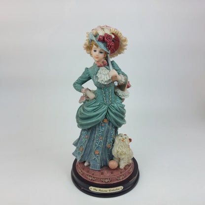 Juliana Collection Porcelain Victorian Lady Figurine with Dog Collectible 10.5"