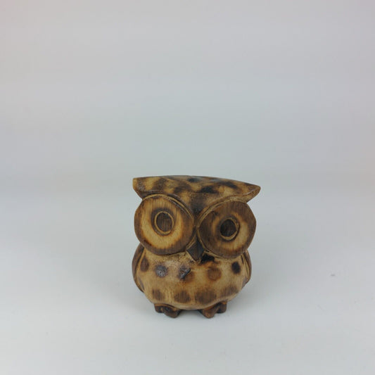 Vintage Hand-Carved Wooden Owl, 5-Inch, Decorative Collectible, Good Condition