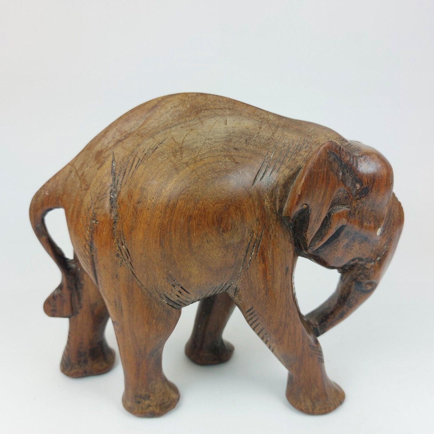 Hand Carved Wooden Elephant Figurine Good Condition Decorative Collectible