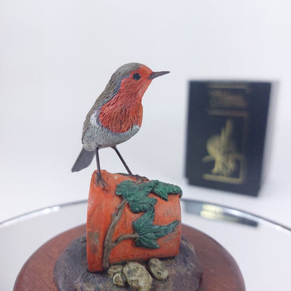 The Merlin Collection Hand Painted Robin Figurine on Wooden Base - Decor Art