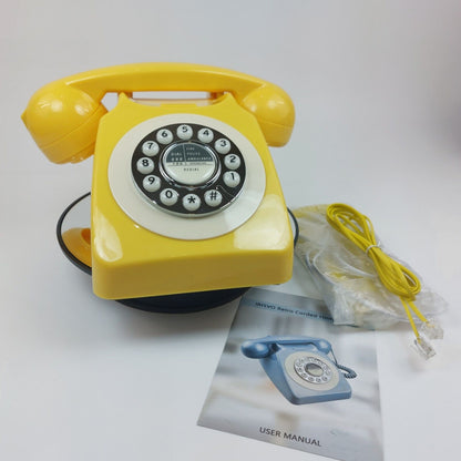 IRISVO Retro Yellow Corded Home Phone - Classic Dial