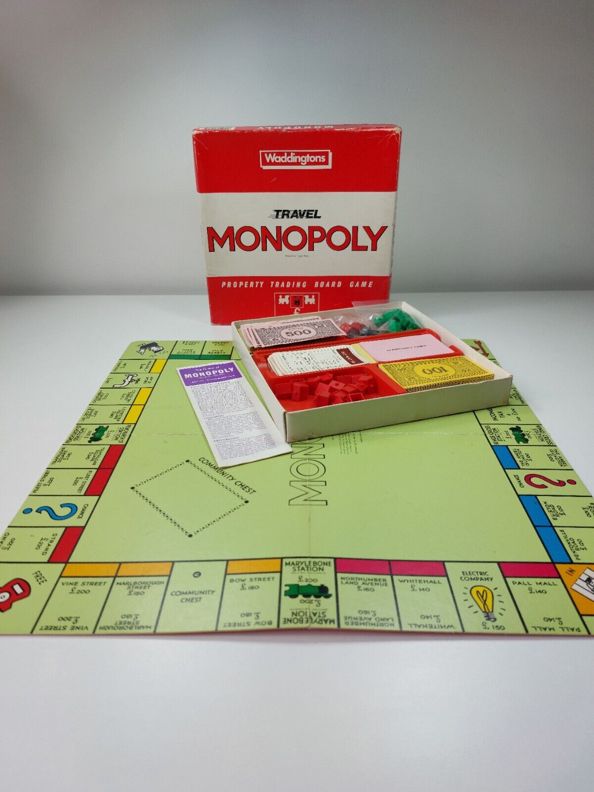 Vintage Monopoly Travel Edition Red Box Waddingtons 1984 Collectable