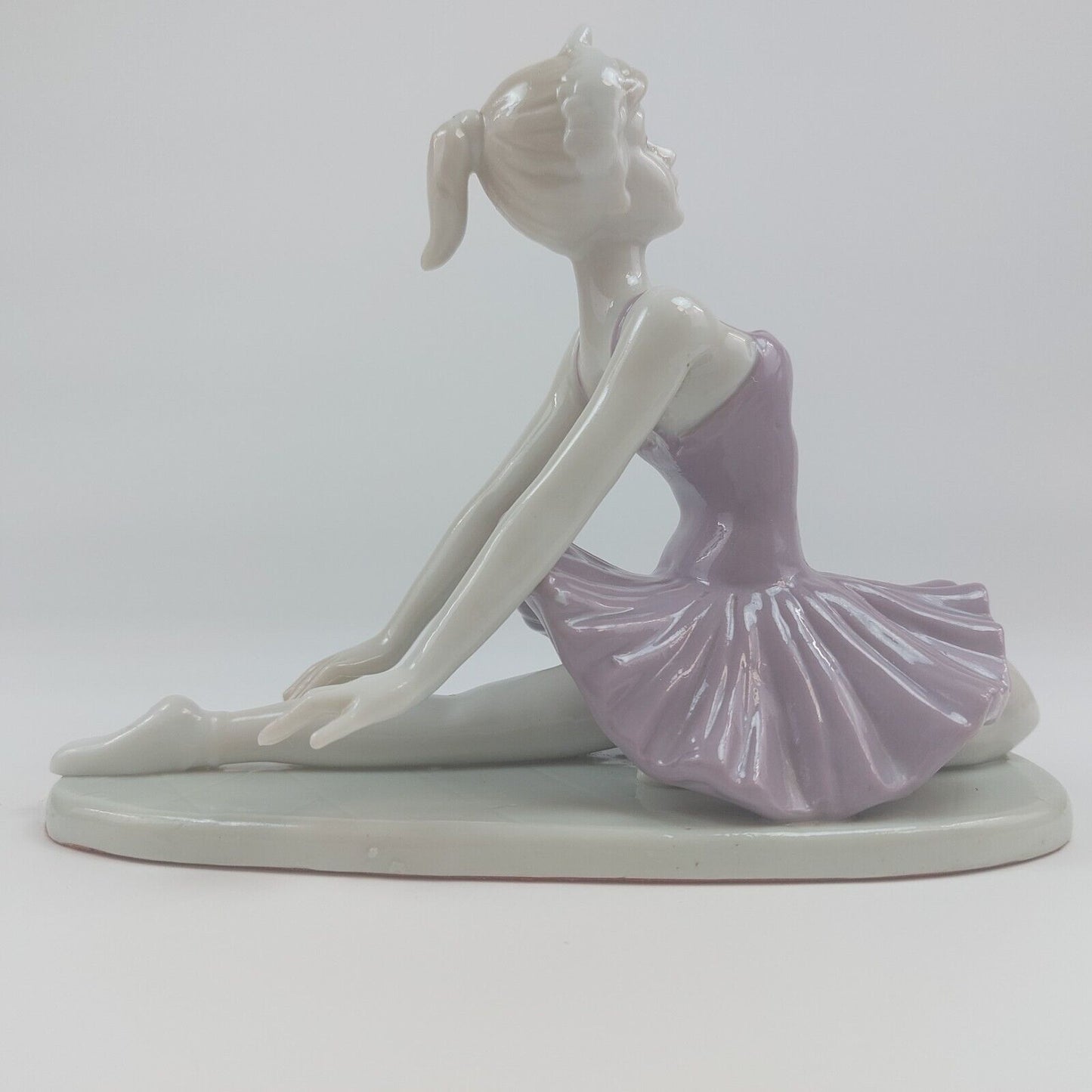 Pair of Vintage Porcelain Ballerina Figurines - Lavender & White/Gold