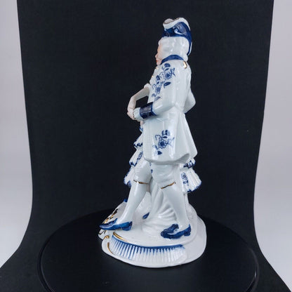 Elegant Porcelain Couple Figurine, 18th Century Costume, 8 Inches