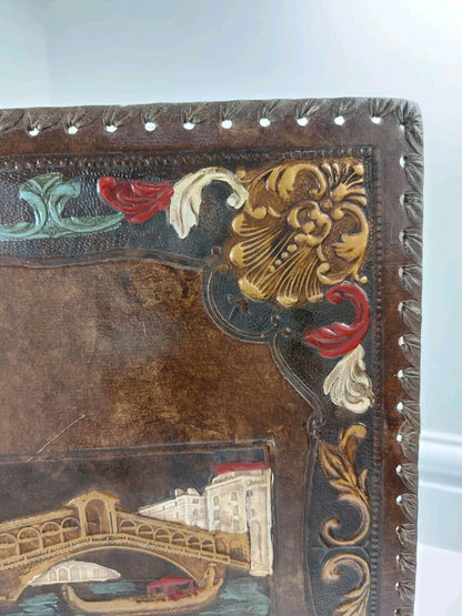 Hand-Painted Photography Embossed Leather Photo Album - Handmade Vintage Venice