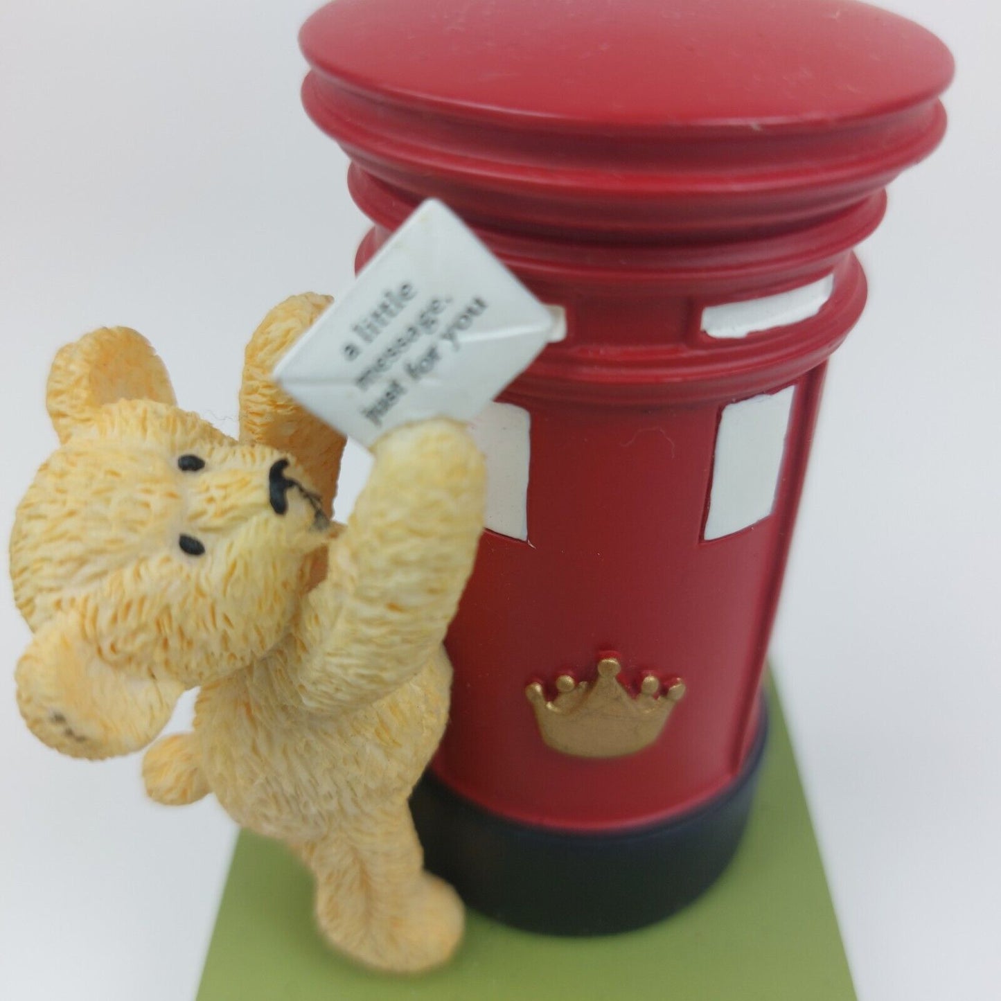 Charming Teddy Bear with Royal Post Box Figurine - A Little Message Just for You