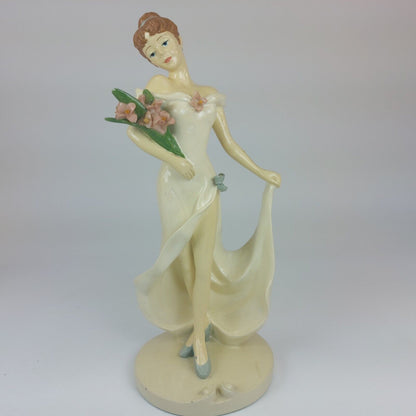 Rare Elegant Vintage Ceramic Figurine, Lady with Flowers, Good Condition