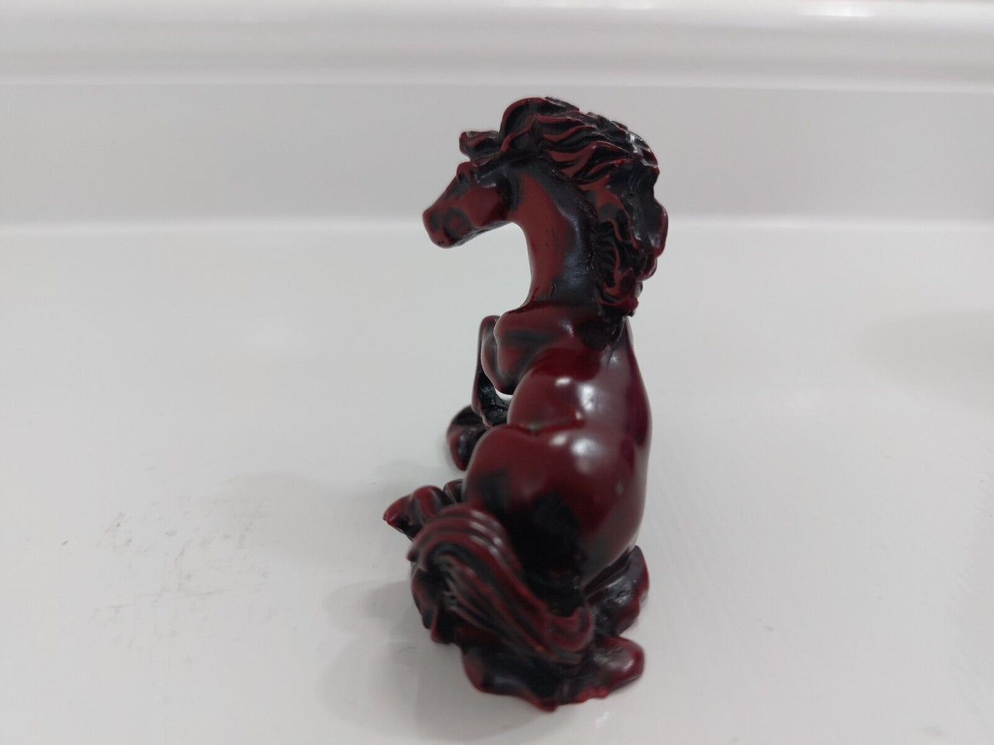 Chinese Wild Horse Sculpture - 3" Red Resin Figure - Asian Art - Vintage