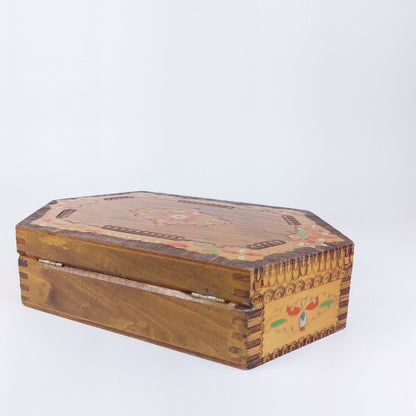 Vintage Bulgarian Hand-Painted Wooden Jewelry Box