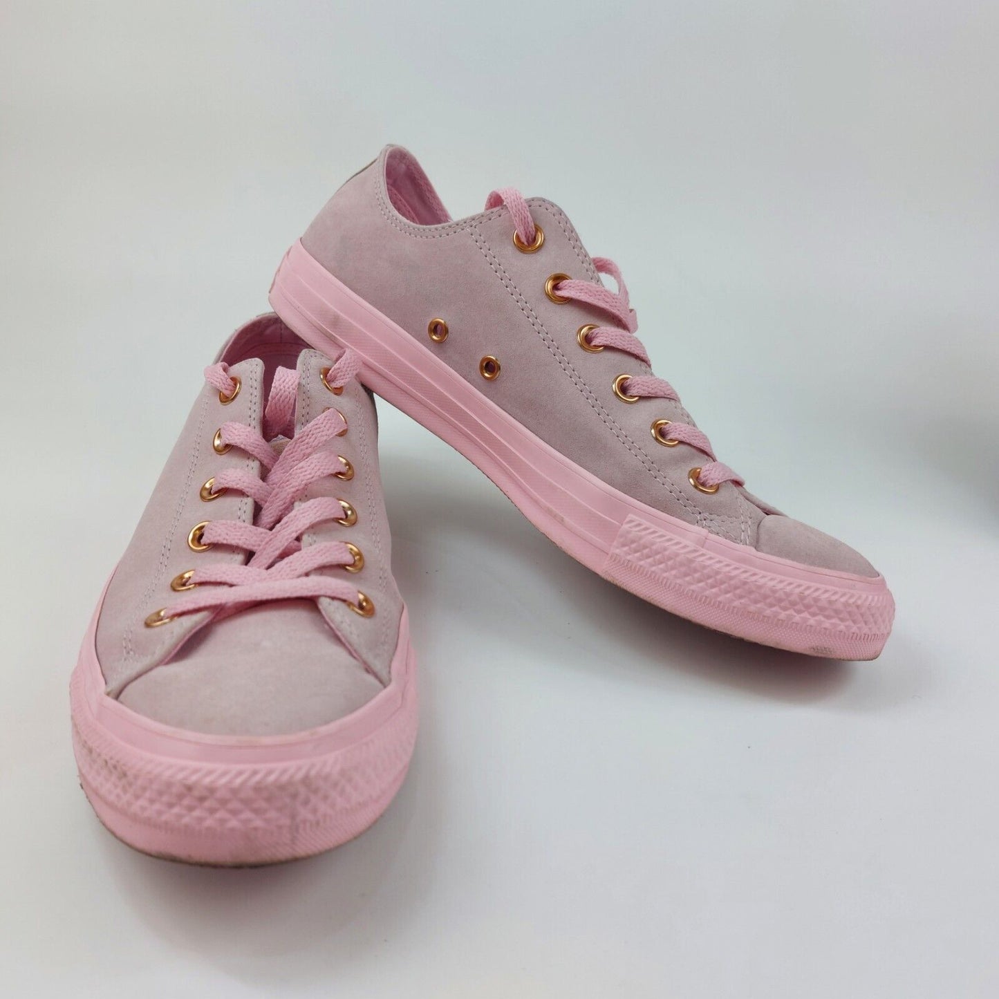 Converse Chuck Taylor All Star UK Size 8 Powder Pink Suede, Used Boxed, Good Con